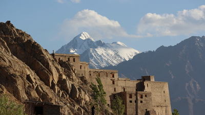 Leh Palace from the rear, with the Zanskar Range behind
